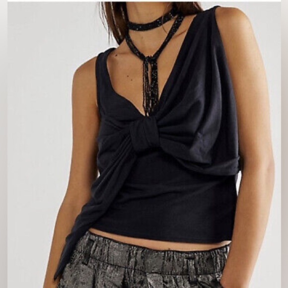 Free People Black Bow Detail Tank Top - Picture 8 of 8